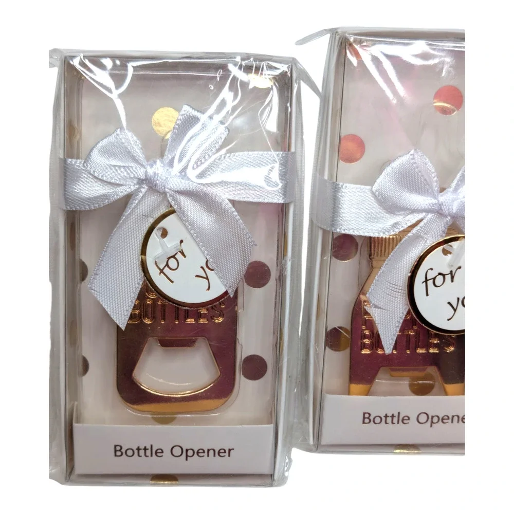 Lot of 4 Poppin Bottles Gold Plated Metal Baby Bottle Openers Party Favors Gifts